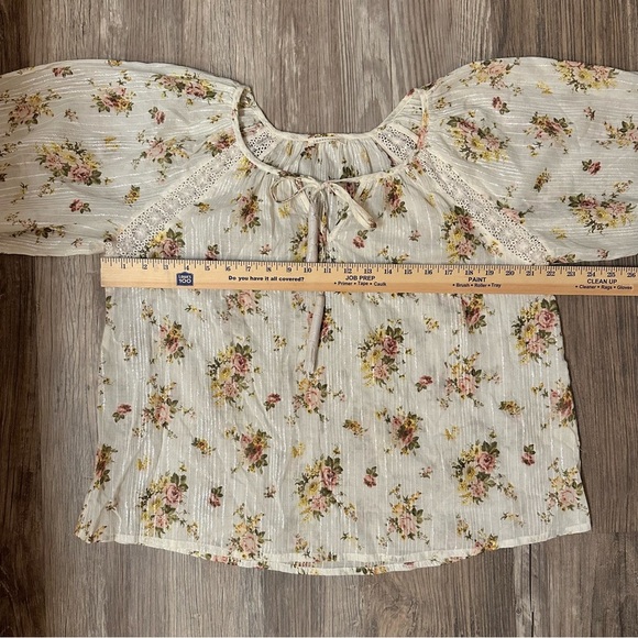 Lovestitch Women's Floral Peasant Blouse Tunic Tassel Tie Size‎ M Multicolor - Picture 4 of 7